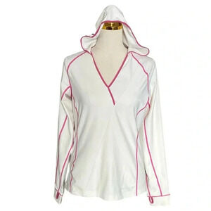 MERRELL | White with Pink Trim Workout Lightweight Zip Up Hoodie Size M